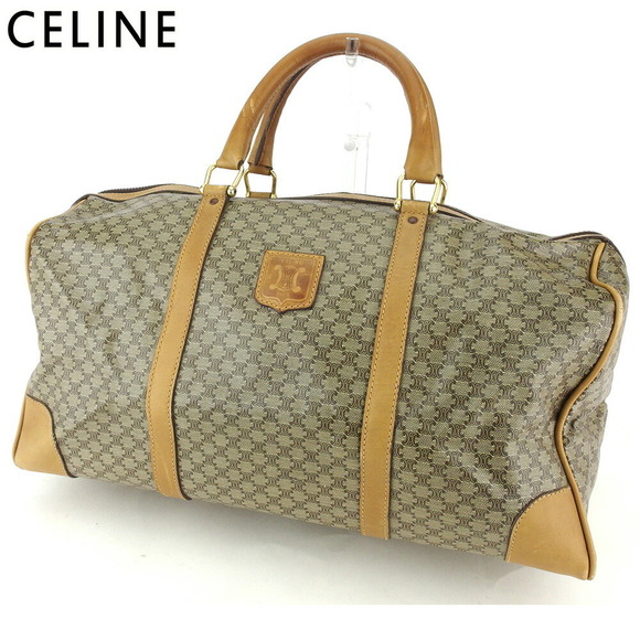Celine Macadam Travel brown Boston Bag Leather Beige - Picture 1 of 6